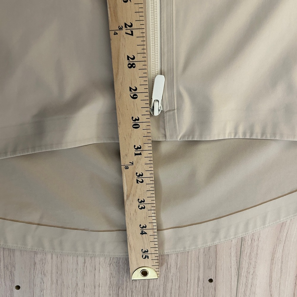 Lululemon Rain Rebel Jacket Beige Tan Hooded Long Raincoat Size 8 - Picture 7 of 8